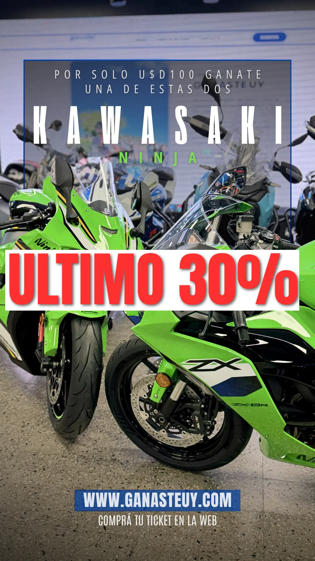 🏍️ RIFA 2 KAWASAKI POR SOLO USD 100 🏍️