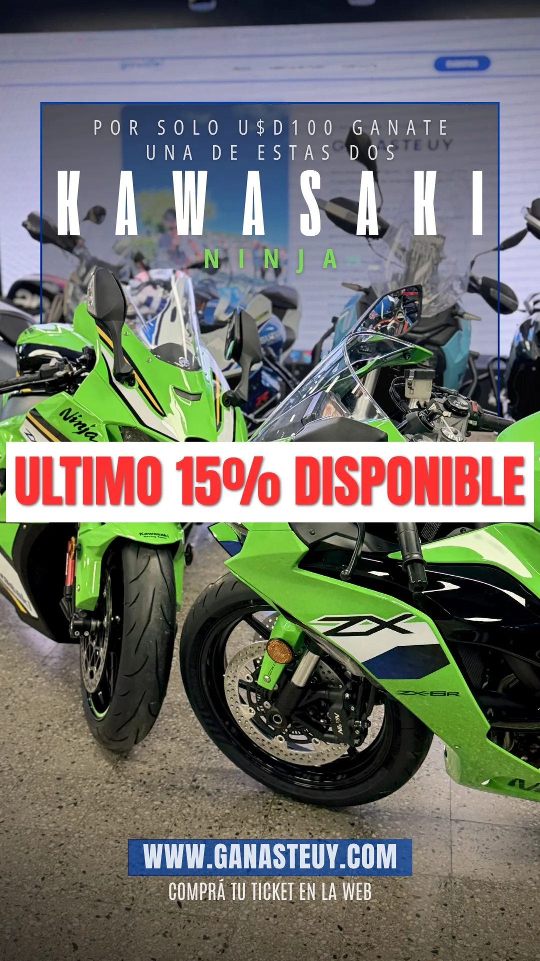 🏍️ RIFA 2 KAWASAKI POR SOLO USD 100 🏍️